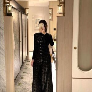 Designer-Style Black Sequin Wide-Leg Jumpsuit